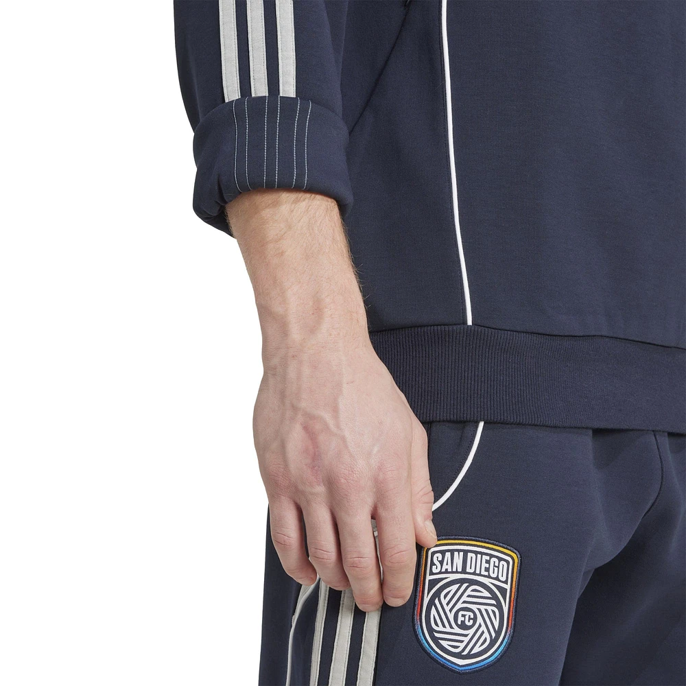 Men's adidas Navy San Diego FC 2025 Travel Pullover Hoodie