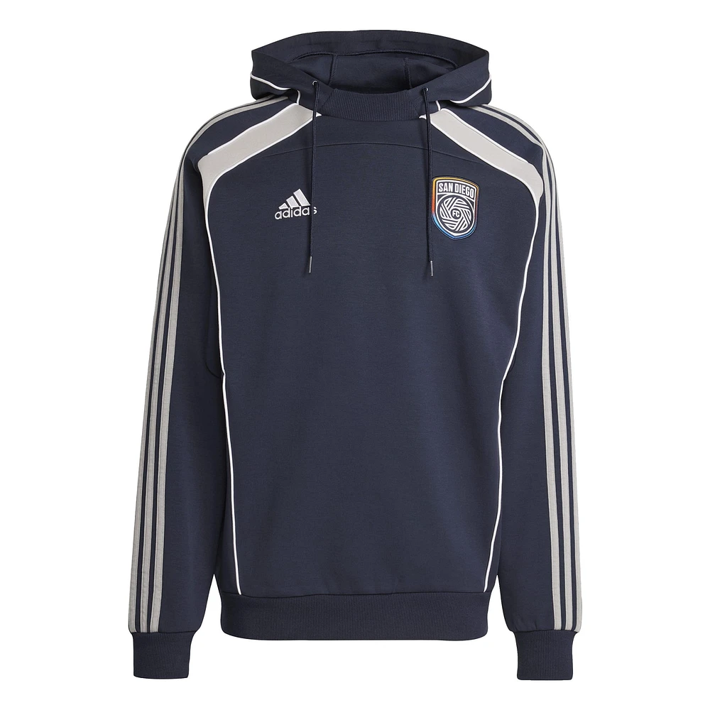 Men's adidas Navy San Diego FC 2025 Travel Pullover Hoodie