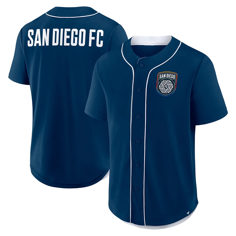 Men's Fanatics Navy San Diego FC Injury Time Baseball Jersey
