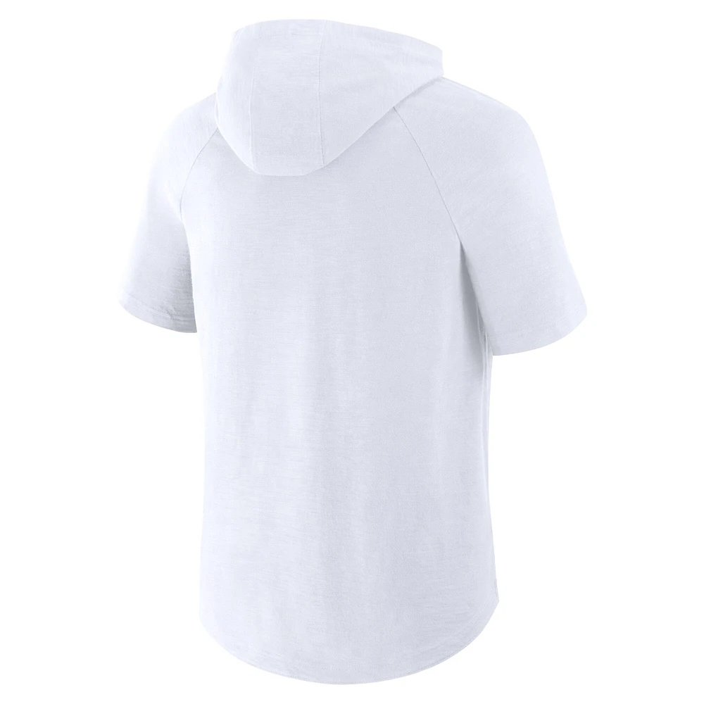 Men's Fanatics White San Diego FC Hat Trick Stadium Slub Raglan Short Sleeve Pullover Hoodie