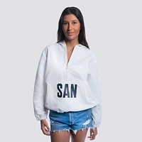 Women's Lusso  White San Diego FC Paige Half-Zip Hooded Jacket