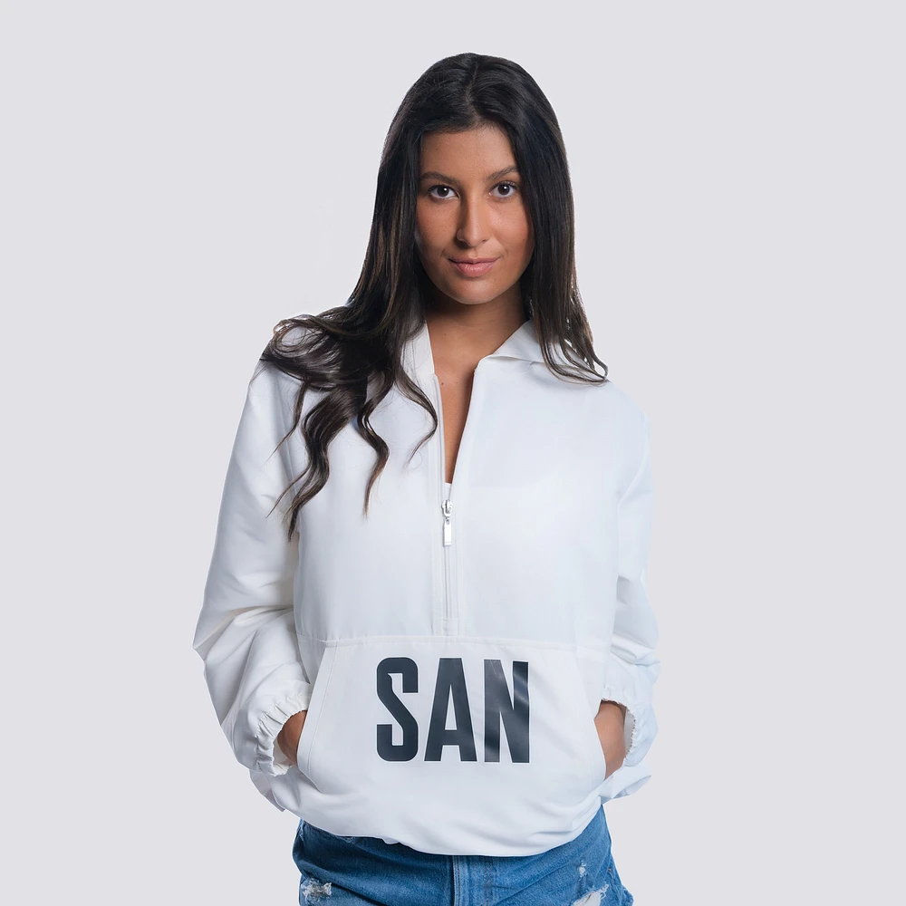 Women's Lusso  White San Diego FC Paige Half-Zip Hooded Jacket