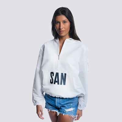 Women's Lusso  White San Diego FC Paige Half-Zip Hooded Jacket