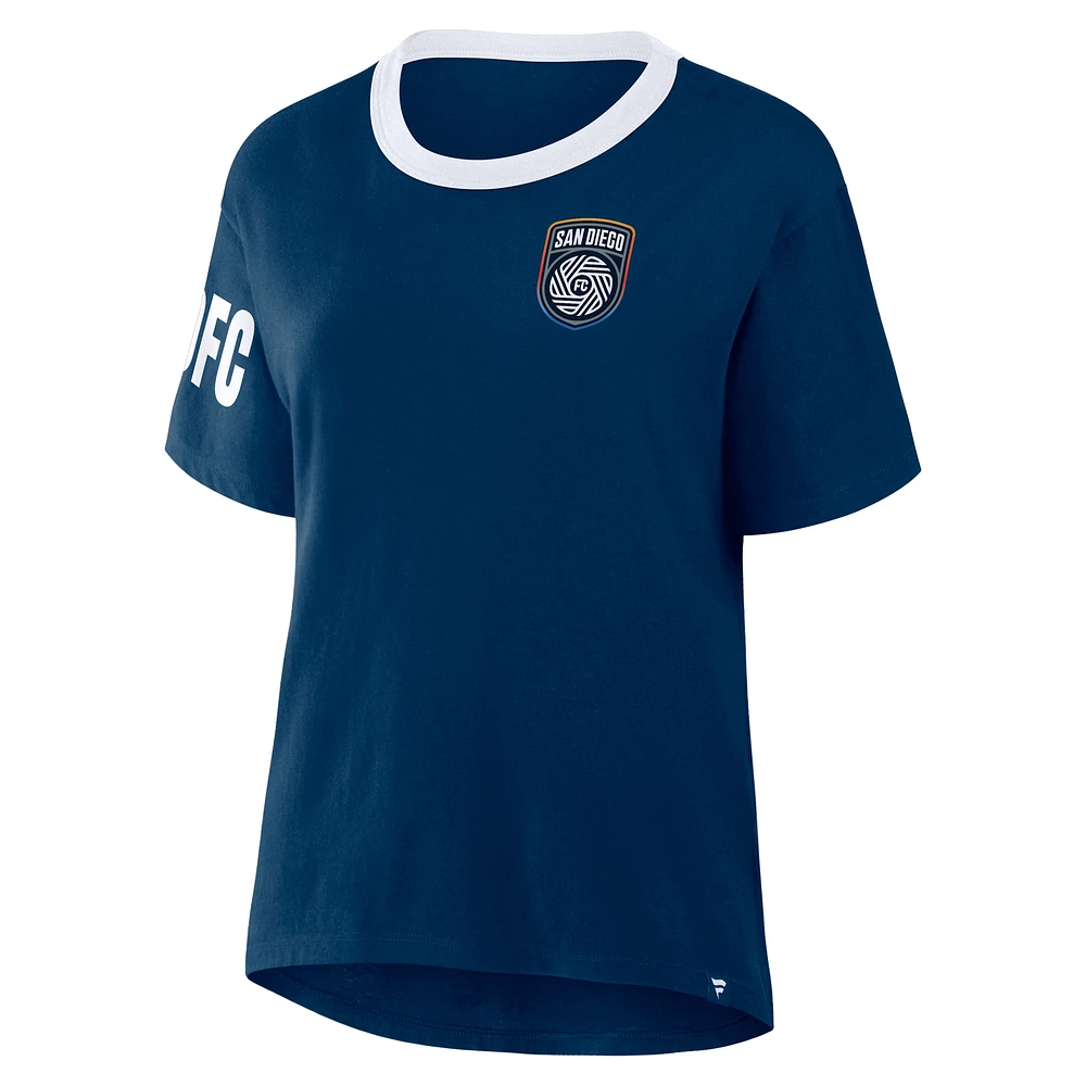 T-shirt Fanatics bleu marine pour femme avec logo du défenseur San Diego FC