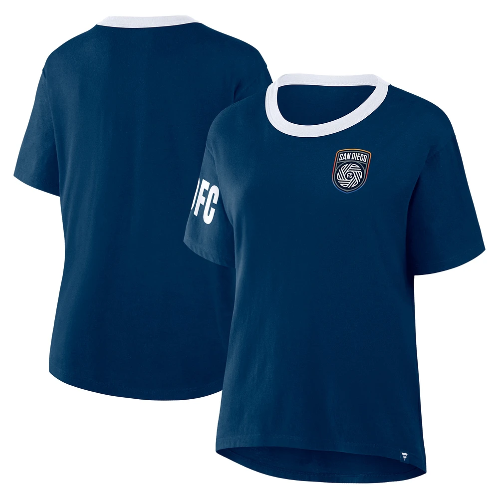 T-shirt Fanatics bleu marine pour femme avec logo du défenseur San Diego FC