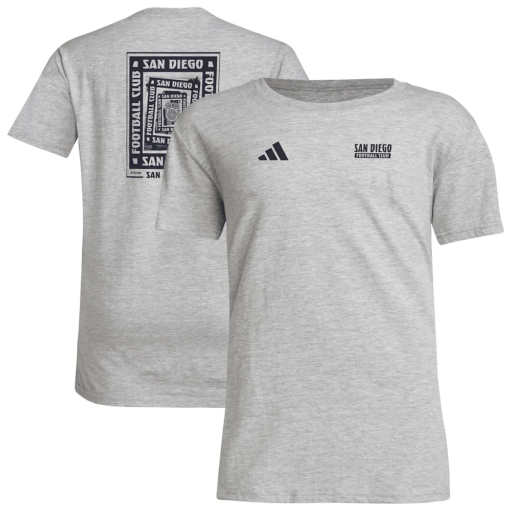 T-shirt cache-cœur local adidas gris San Diego FC pour jeunes