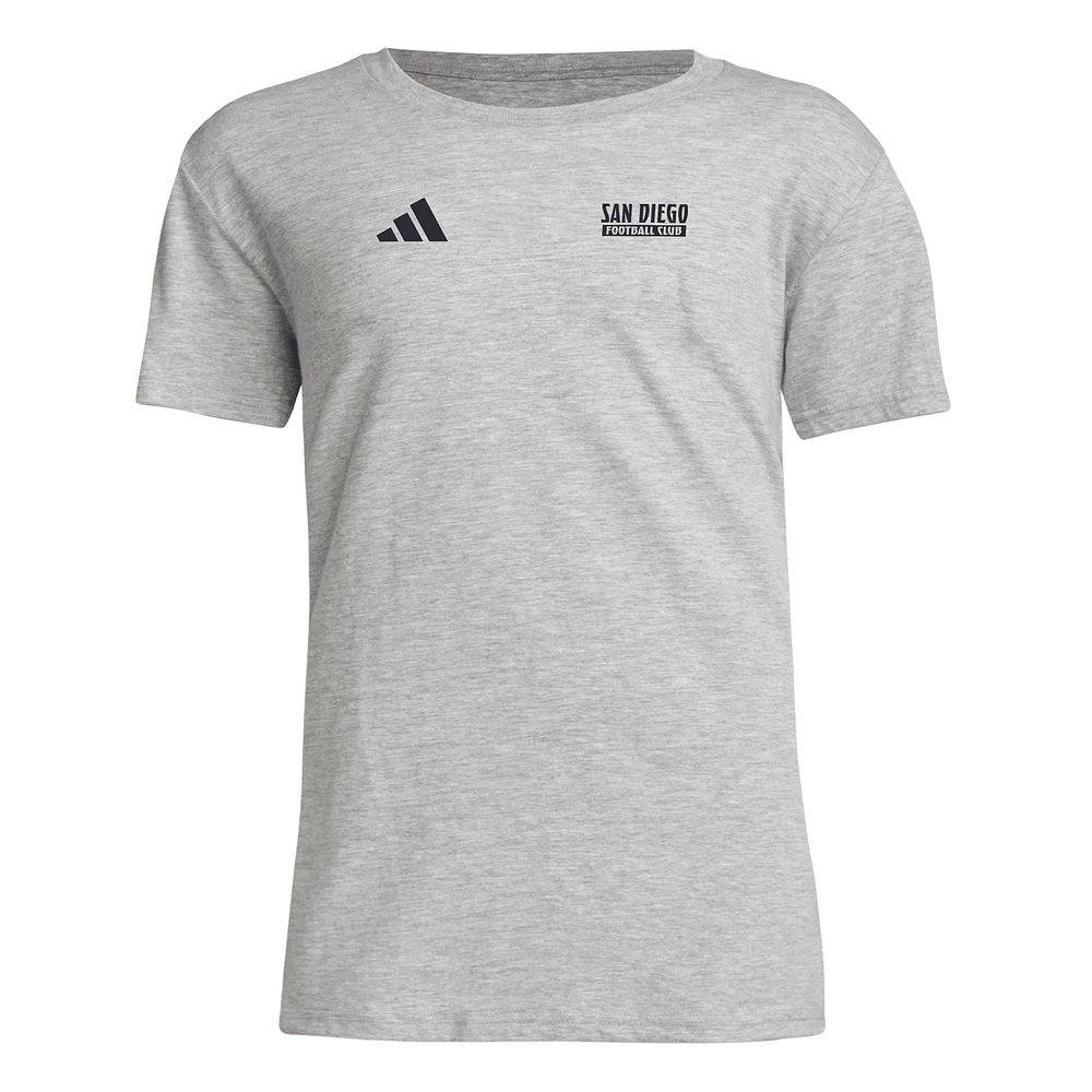 T-shirt cache-cœur local adidas gris San Diego FC pour jeunes
