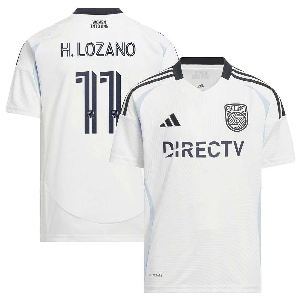 Maillot de joueur réplique tissé en un adidas Hirving Lozano blanc 2025 pour jeunes