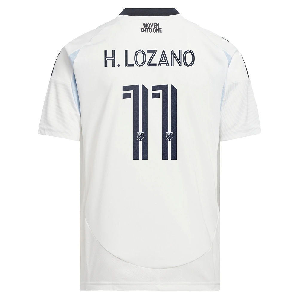 Maillot de joueur réplique tissé en un adidas Hirving Lozano blanc 2025 pour jeunes