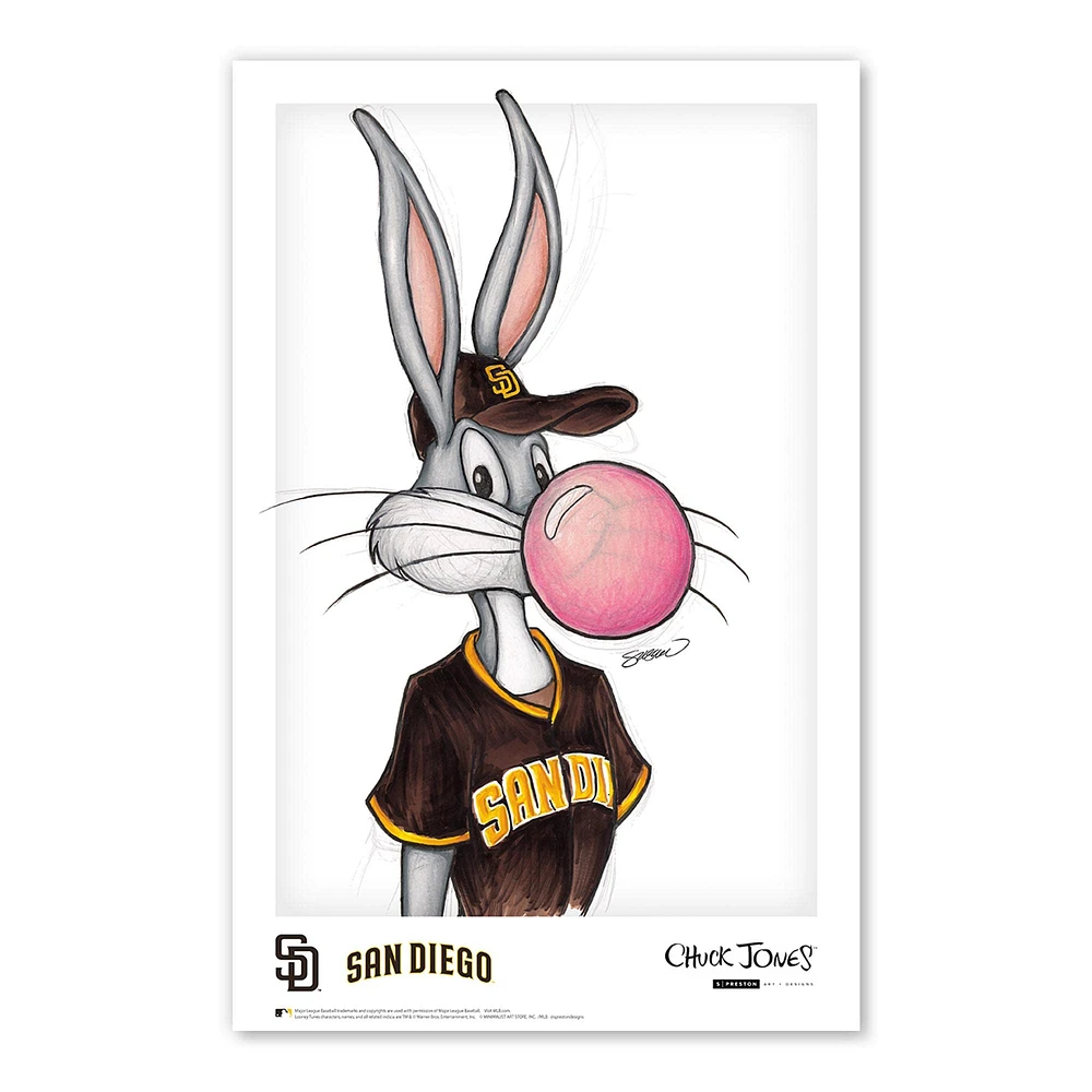 Bugs Bunny San Diego Padres 11"x 17" Looney Tunes affiche imprimée