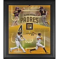 Collage encadré 15" x 17" de Eric Hosmer, Fernando Tatis Jr., Manny Machado et Wil Myers, Padres de San Diego, avec de la terre utilisée lors du match - Édition limitée à 619 exemplaires