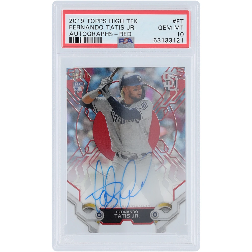 Fernando Tatis Jr. San Diego Padres Autographed 2019 Topps High Tek Red #HTA-FT #9/10 PSA Authenticated 10 Rookie Card