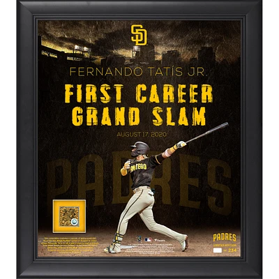 Collage encadré de 15" x 17" du premier Grand Chelem en carrière des Padres de San Diego de Fernando Tatis Jr. avec une capsule de terre utilisée lors du match - Édition limitée à 234 exemplaires