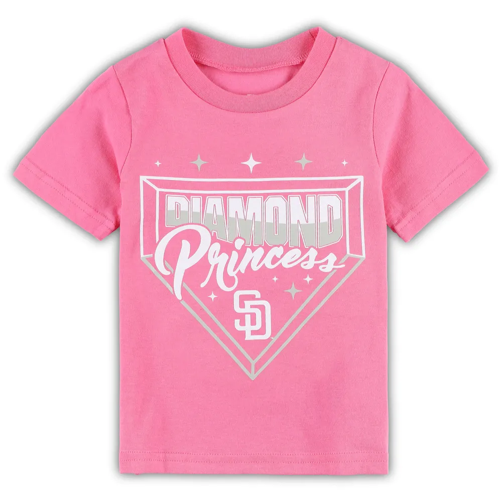 San Diego Padres Girls Youth Ball Striped T-Shirt - White
