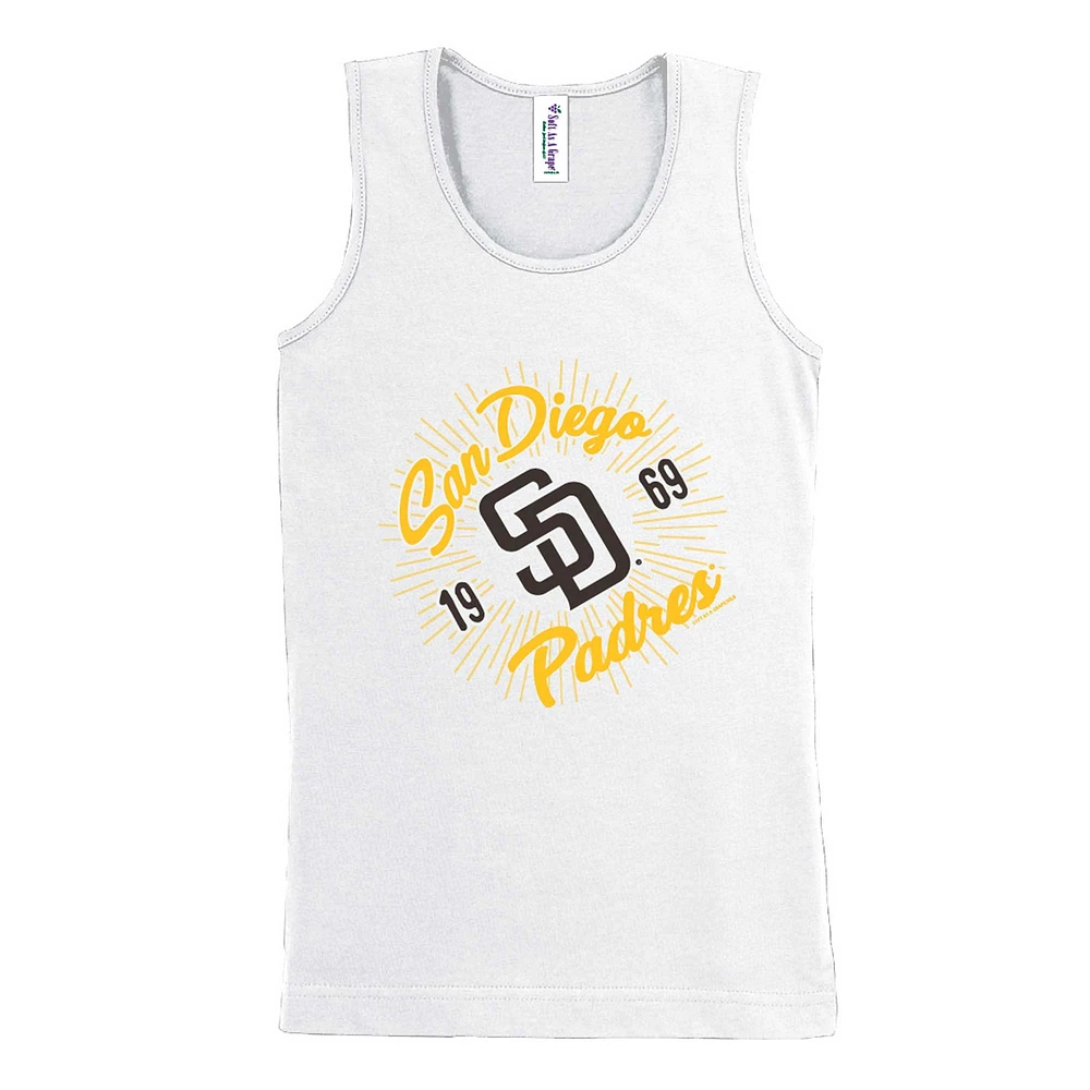 Girls Youth Soft as a Grape White San Diego Padres Tank Top