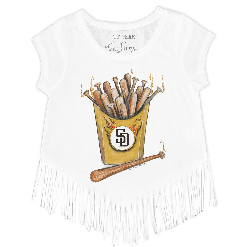 Women's Tiny Turnip White San Diego Padres Girl Teddy T-Shirt Size: Large