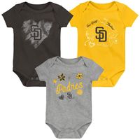 Infant Brown/Gold/Gray San Diego Padres Batter Up 3-Pack Bodysuit Set