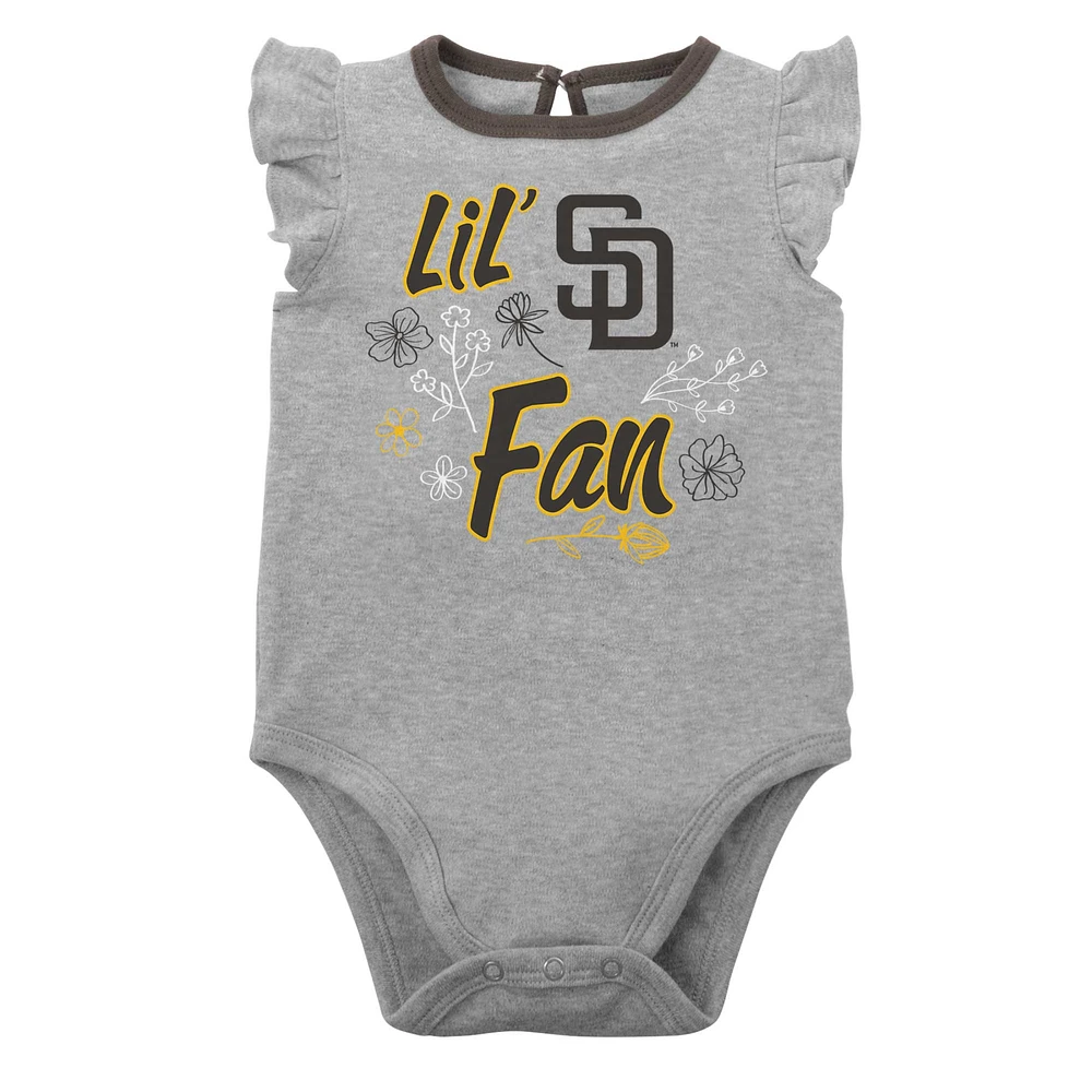 Lot de deux bodys San Diego Padres Little Fan pour bébé marron/gris chiné