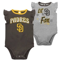 Lot de deux bodys San Diego Padres Little Fan pour bébé marron/gris chiné