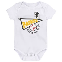 Infant Gold/White/Heather Gray San Diego Padres Biggest Little Fan 3-Pack Bodysuit Set