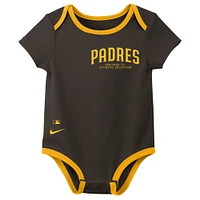 Infant Nike San Diego Padres Authentic Collection Three-Pack Bodysuit Set