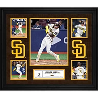 Collage de 5 photos encadrées de Jackson Merrill lors de ses débuts en 2024 avec les Padres de San Diego
