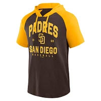 Men's Fanatics  Brown San Diego Padres Prime Raglan Short Sleeve Hoodie T-Shirt