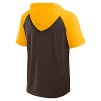 Men's Fanatics  Brown San Diego Padres Prime Raglan Short Sleeve Hoodie T-Shirt