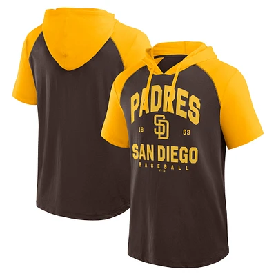 Men's Fanatics  Brown San Diego Padres Prime Raglan Short Sleeve Hoodie T-Shirt