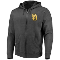 Men's Fanatics  Heather Charcoal San Diego Padres Big Gamer Full-Zip Hoodie