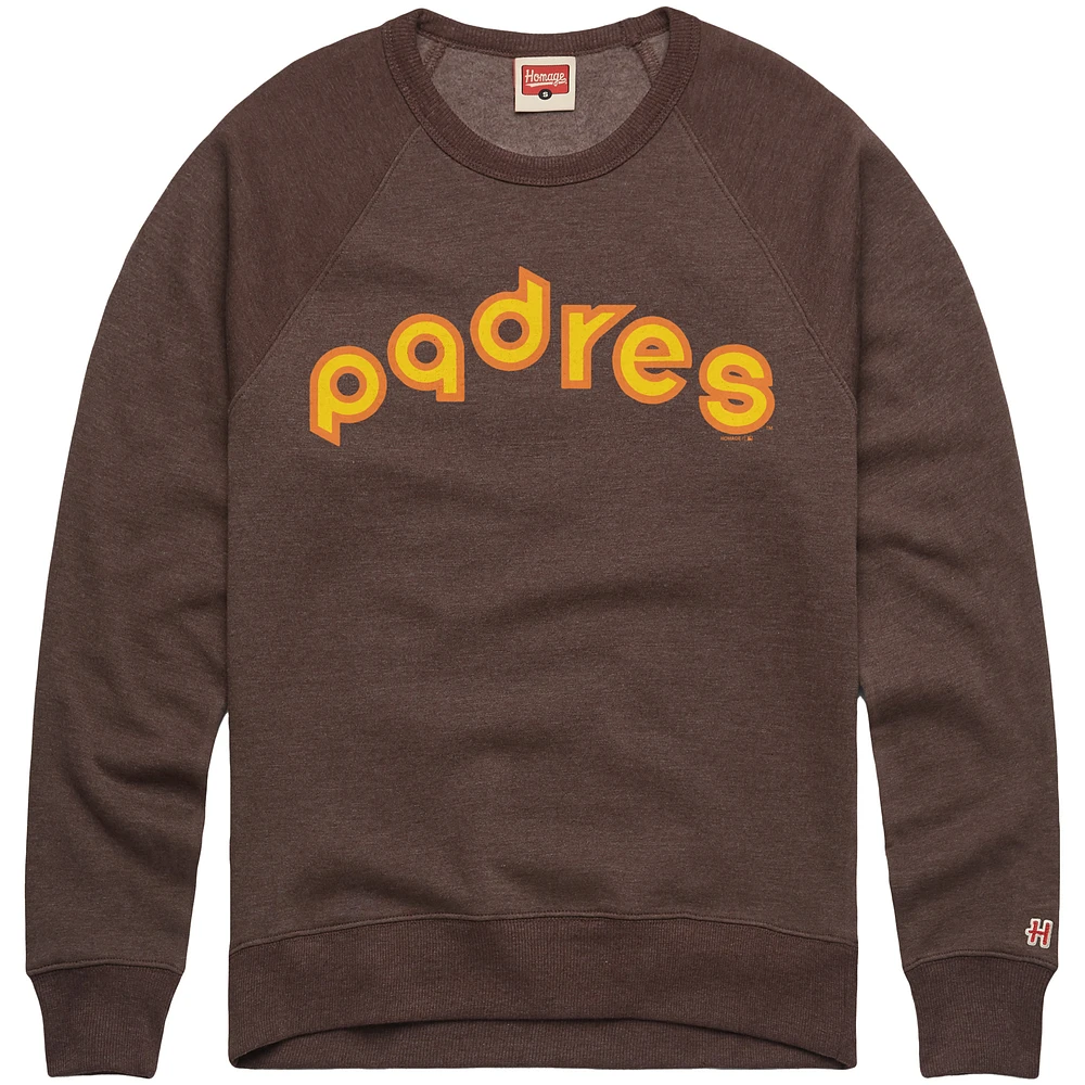 Men's Homage  Brown San Diego Padres Retro Tri-Blend Pullover Sweatshirt
