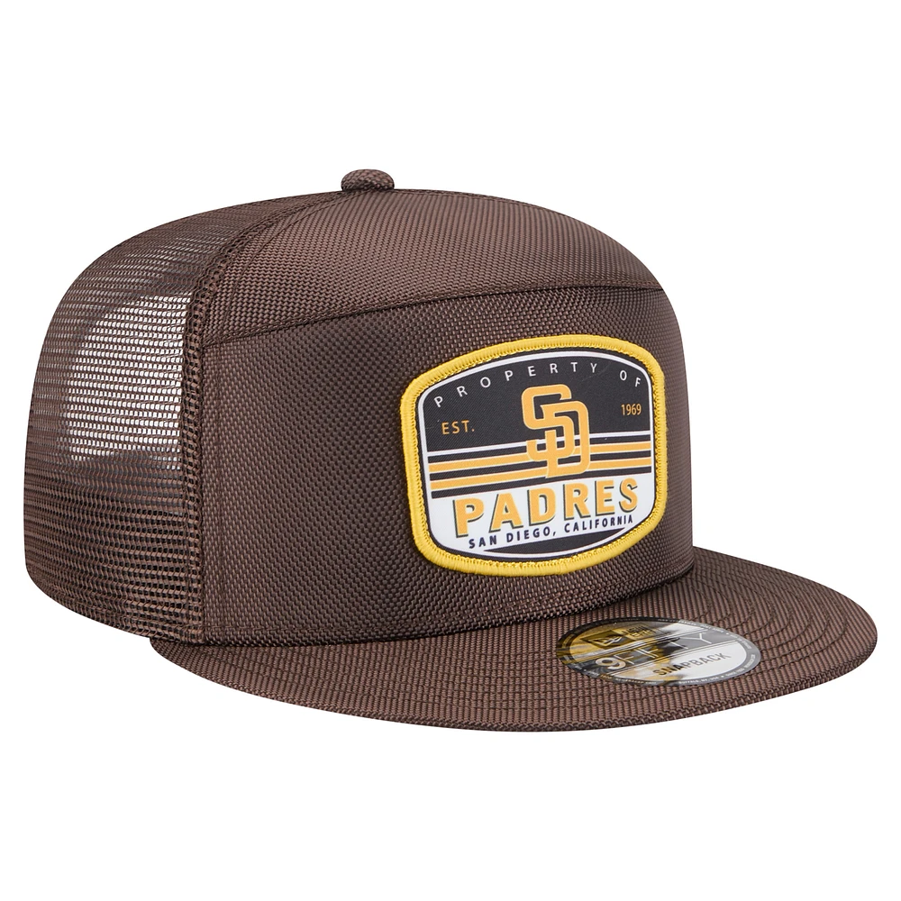 Men's New Era  Brown San Diego Padres Split Panel 9FIFTY Trucker Snapback