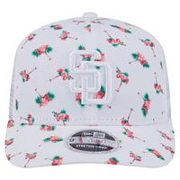 Casquette extensible à bouton-pression New Era blanche San Diego Padres Flamingo Mesh Back 9SEVENTY pour homme