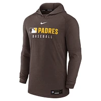 Men's Nike Heather Brown San Diego Padres Authentic Collection Tri-Blend Performance Pullover Hoodie