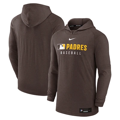 Men's Nike Heather Brown San Diego Padres Authentic Collection Tri-Blend Performance Pullover Hoodie