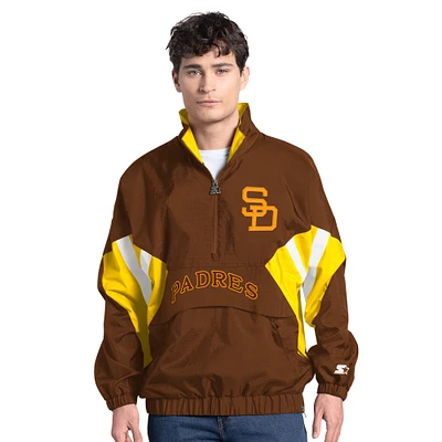 Men's Starter  Brown San Diego Padres Cooperstown Chief Half-Zip Pullover