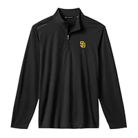 Men's TravisMathew  Black San Diego Padres Time to Tailgate Tri-Blend Quarter-Zip Pullover