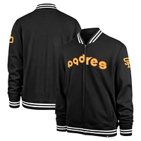 Men's '47 Black San Diego Padres Wax Pack Pro Camden Full-Zip Track Jacket