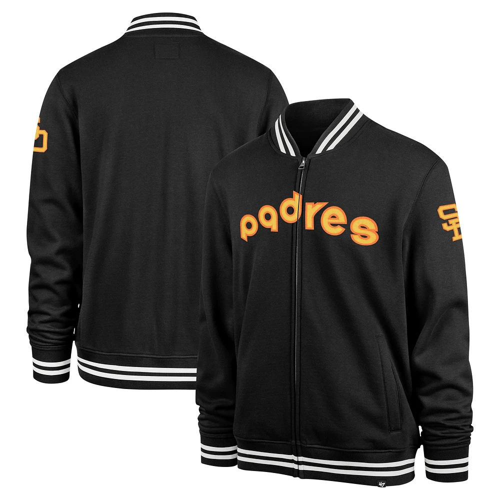 Men's '47 Black San Diego Padres Wax Pack Pro Camden Full-Zip Track Jacket