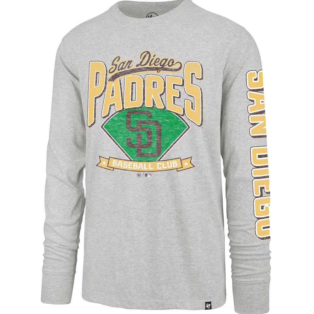 Men's '47 Gray San Diego Padres Fair Ball Franklin Long Sleeve T-Shirt