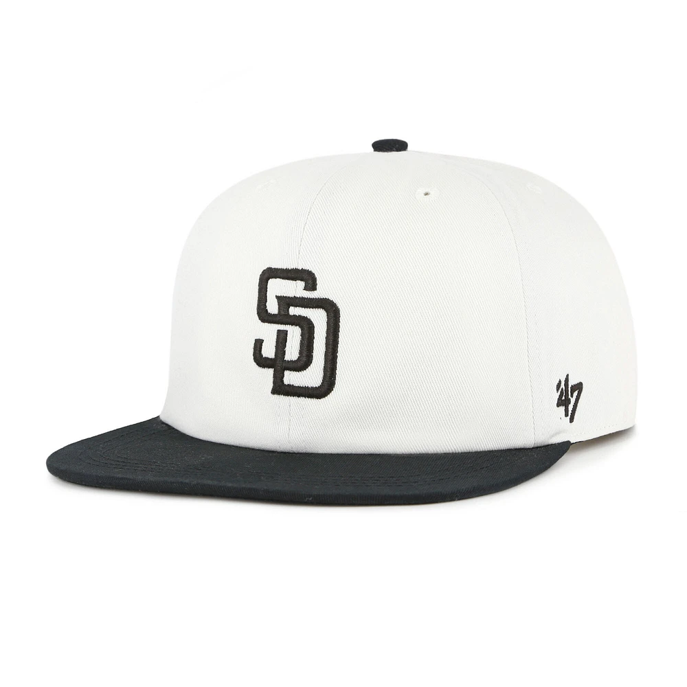 Men's '47 White/Black San Diego Padres Foundation Captain Snapback Hat
