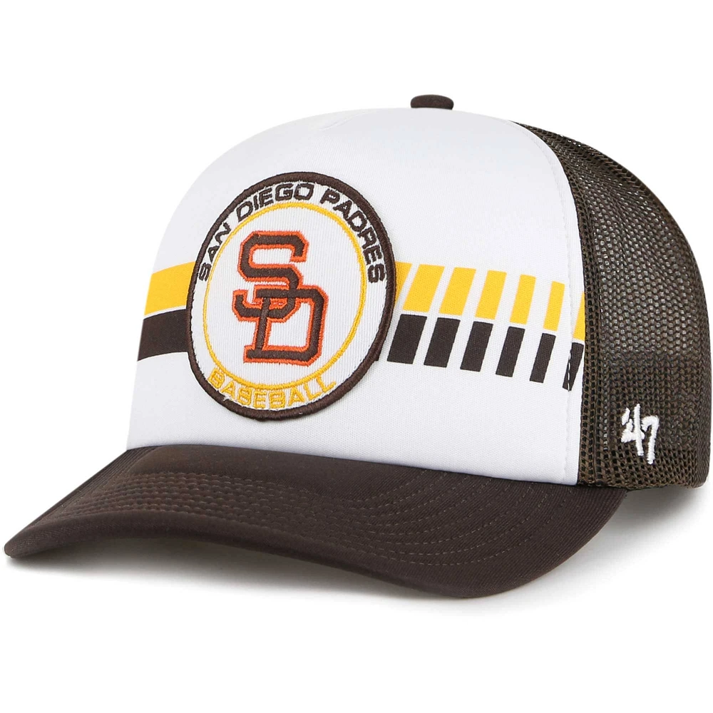 Casquette réglable '47 San Diego Padres Cooperstown Collection Wax Pack Express Trucker pour hommes, blanc/marron