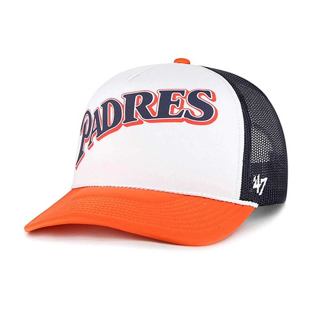 Casquette Snapback '47 San Diego Padres en mousse blanche avec inscription sur le devant pour homme