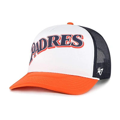 Men's '47 White San Diego Padres Foam Front Script Trucker Snapback Hat