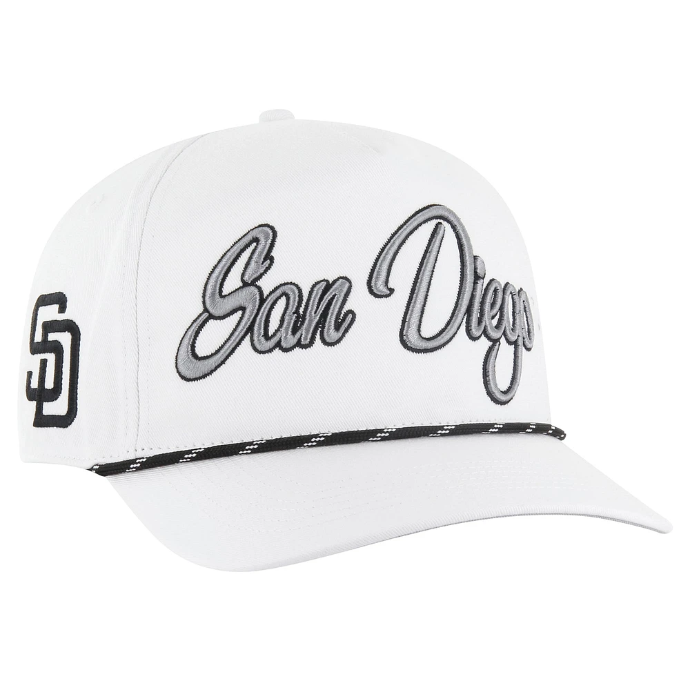 Casquette ajustable en corde à nœuds mouchetée blanche des Padres de San Diego pour homme de 1947