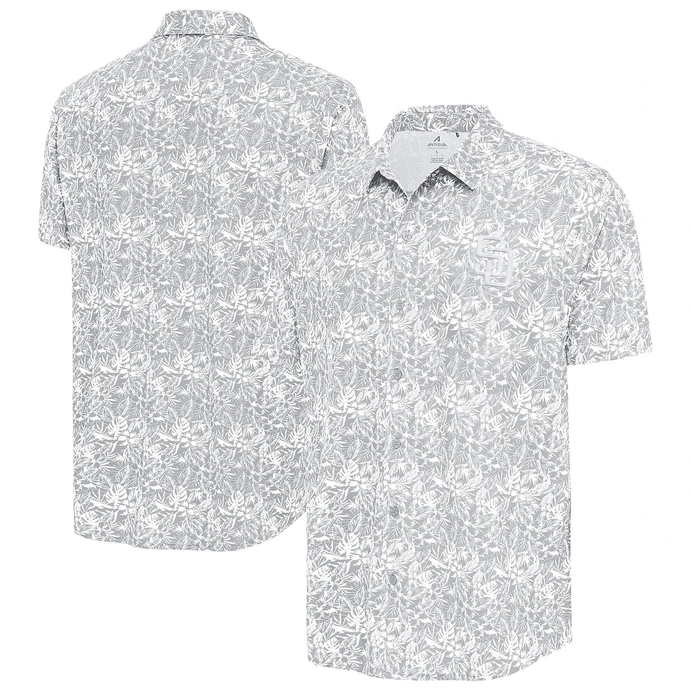 Chemise boutonnée grise Antigua pour homme, San Diego Padres Resort