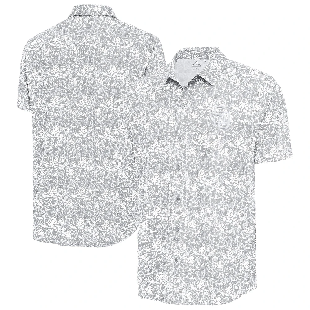 Chemise boutonnée grise Antigua pour homme, San Diego Padres Resort