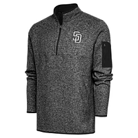 Men's Antigua Heather Black San Diego Padres Metallic Big & Tall Quarter-Zip Jacket