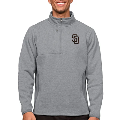 Pull-over à glissière quart de tour pour homme Antigua Heathered Grey San Diego Padres Course