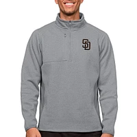 Pull-over à glissière quart de tour pour homme Antigua Heathered Grey San Diego Padres Course